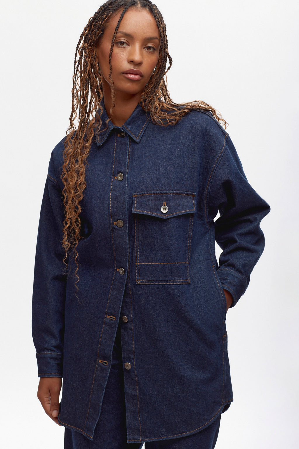 Women's Lido Denim Overshirt in Rinse