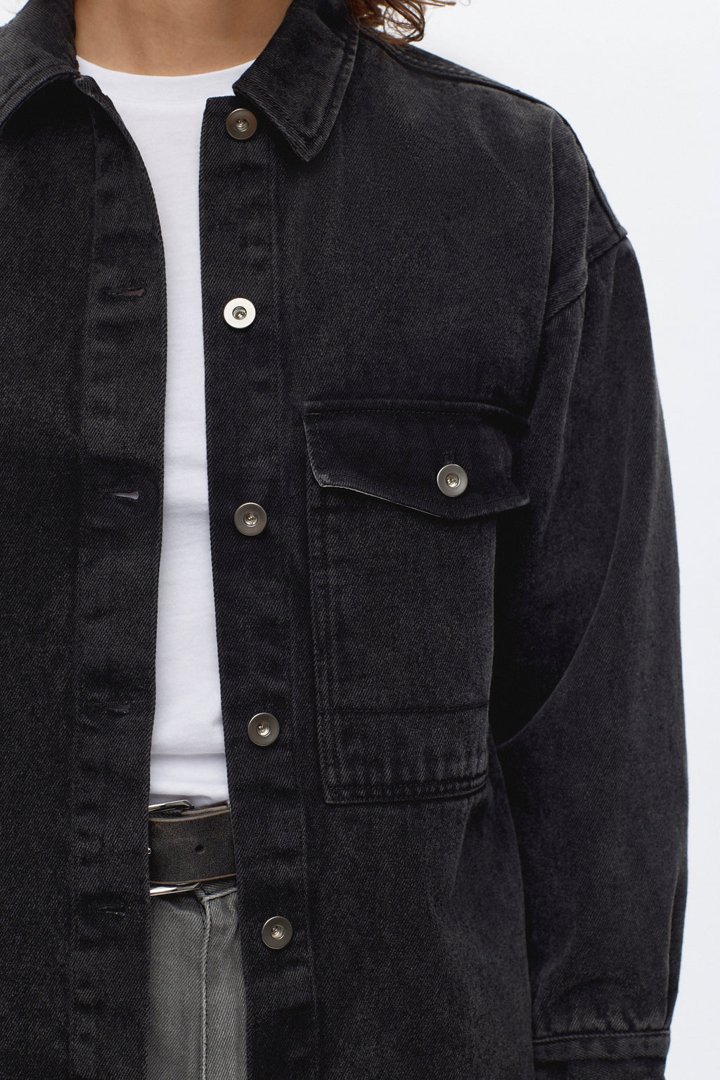 Women's Lido Denim Overshirt in Washed Black