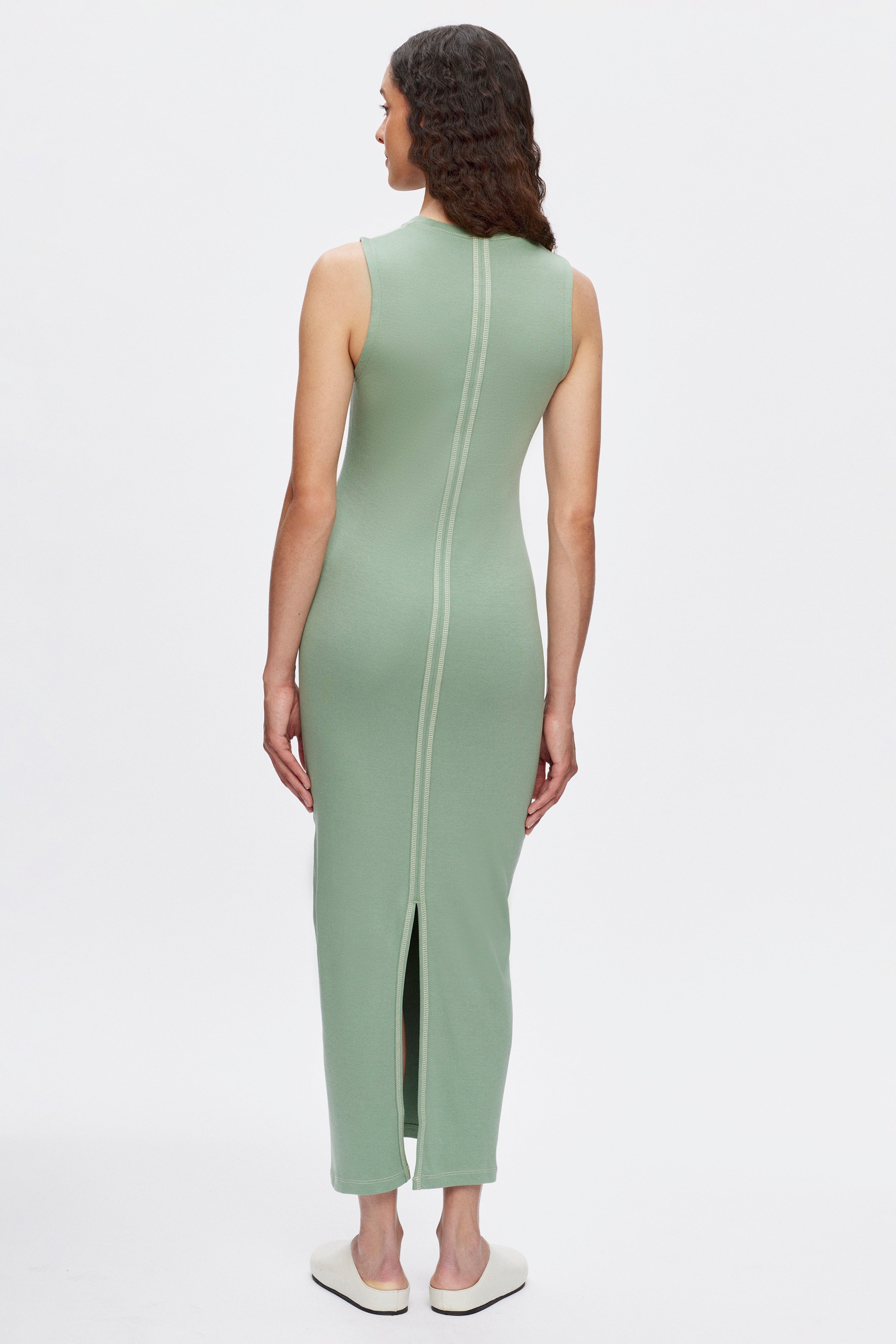 Women's Lotfia Dress in Hedge Green/Chardonnay