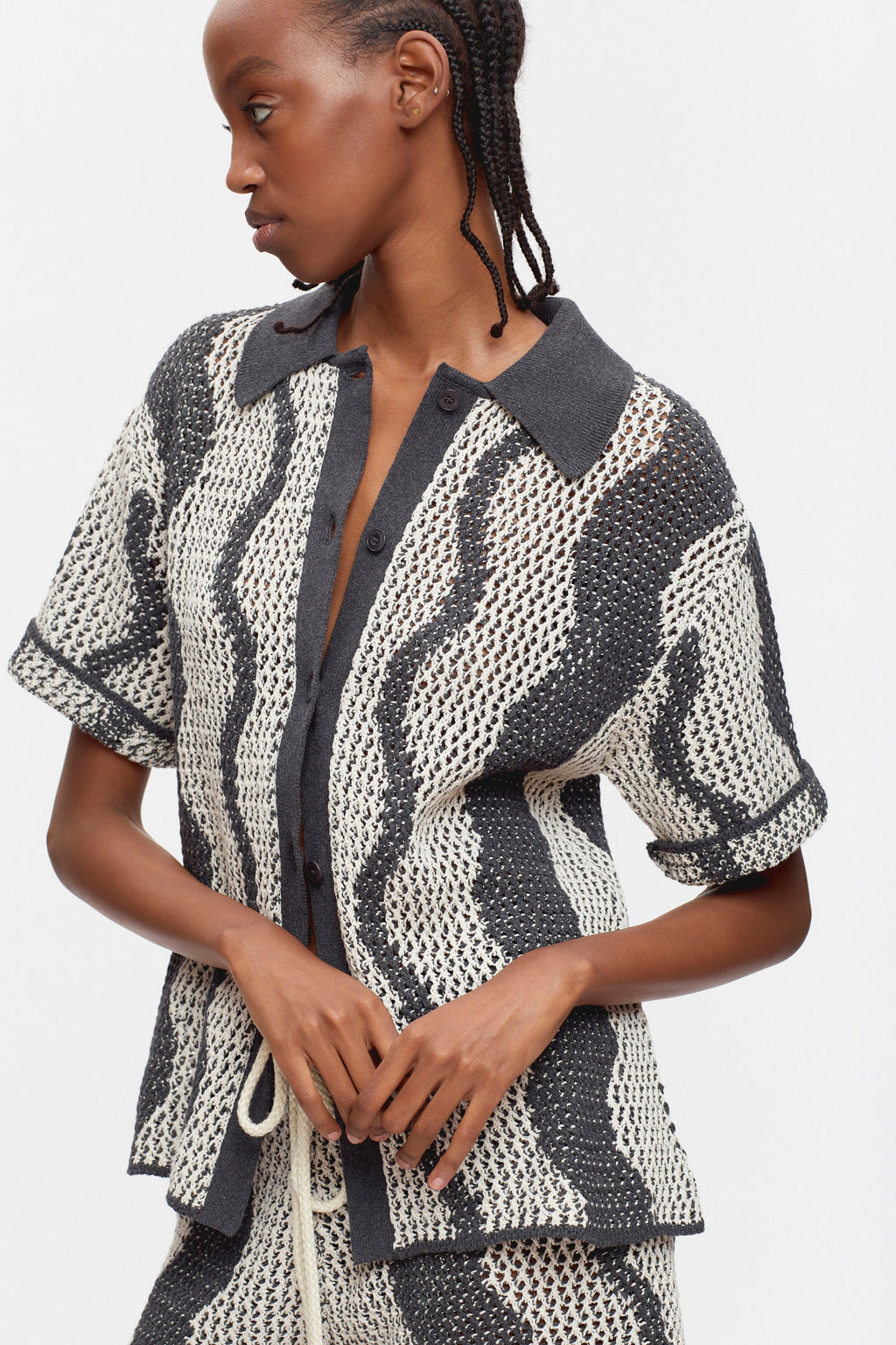 Women's Masrah Knit Shirt in Black/Marshmallow