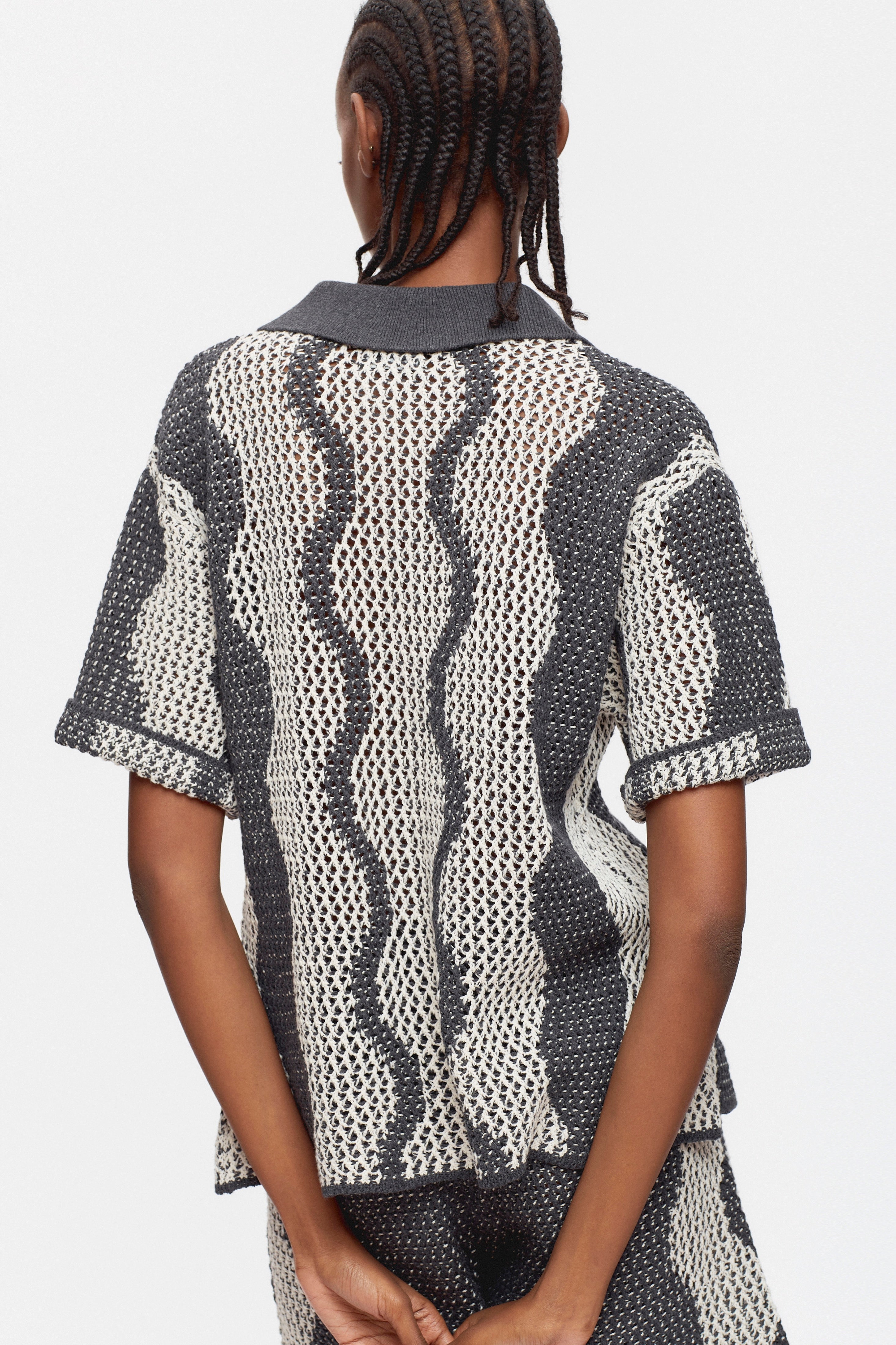 Women's Masrah Knit Shirt in Black/Marshmallow