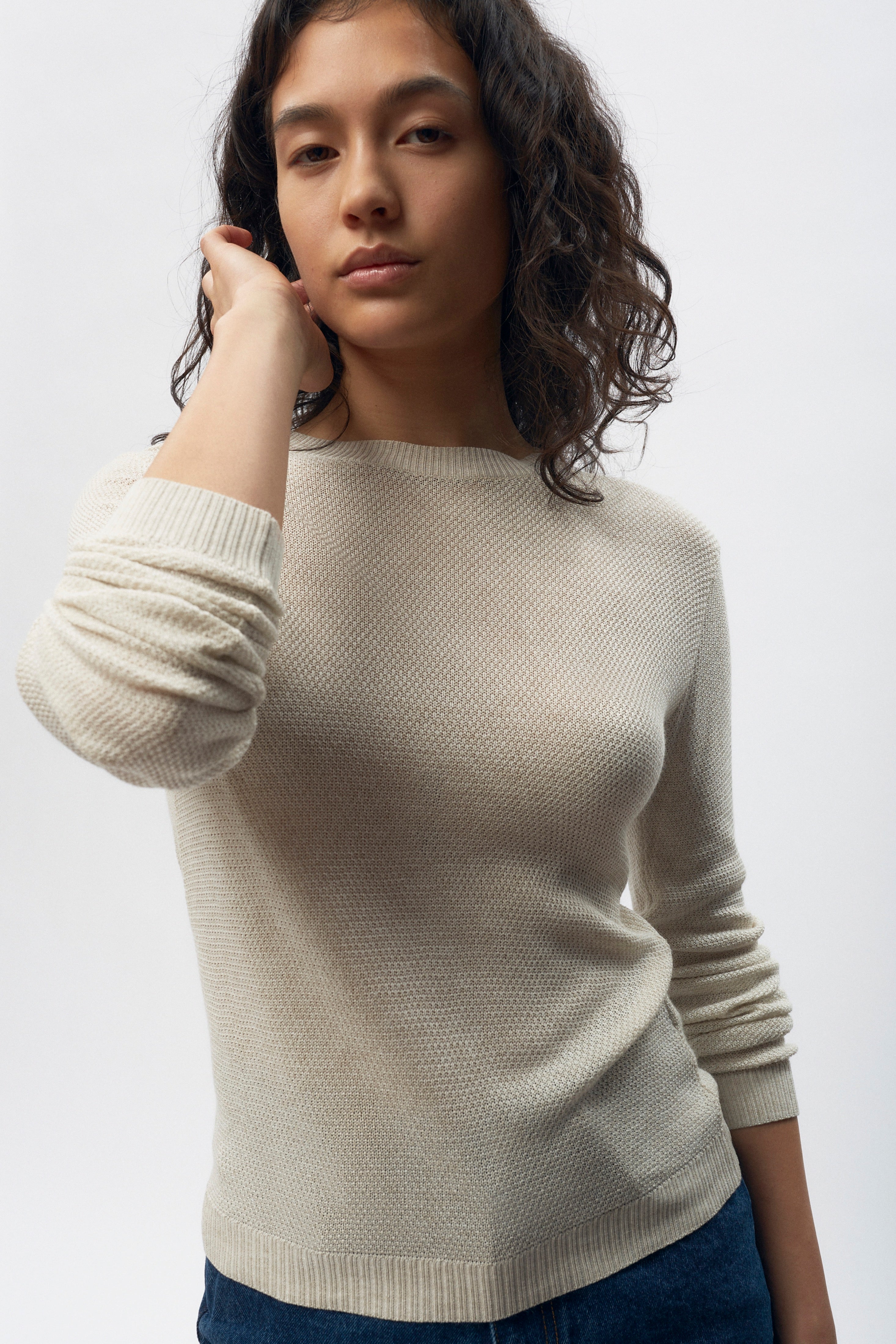 Women's Mesh Longsleeve in Natural