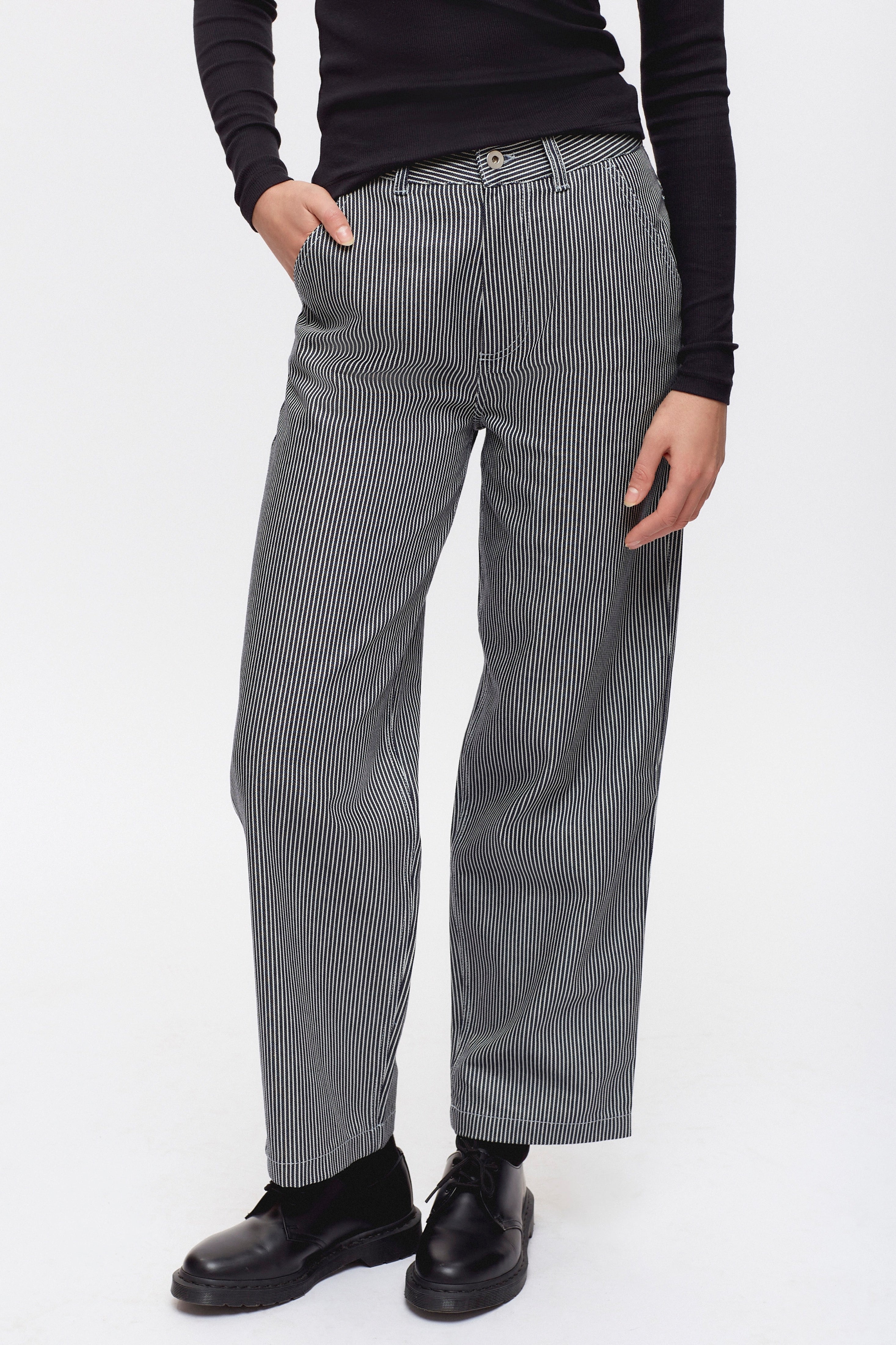 Metro Pant in Indigo Stripe