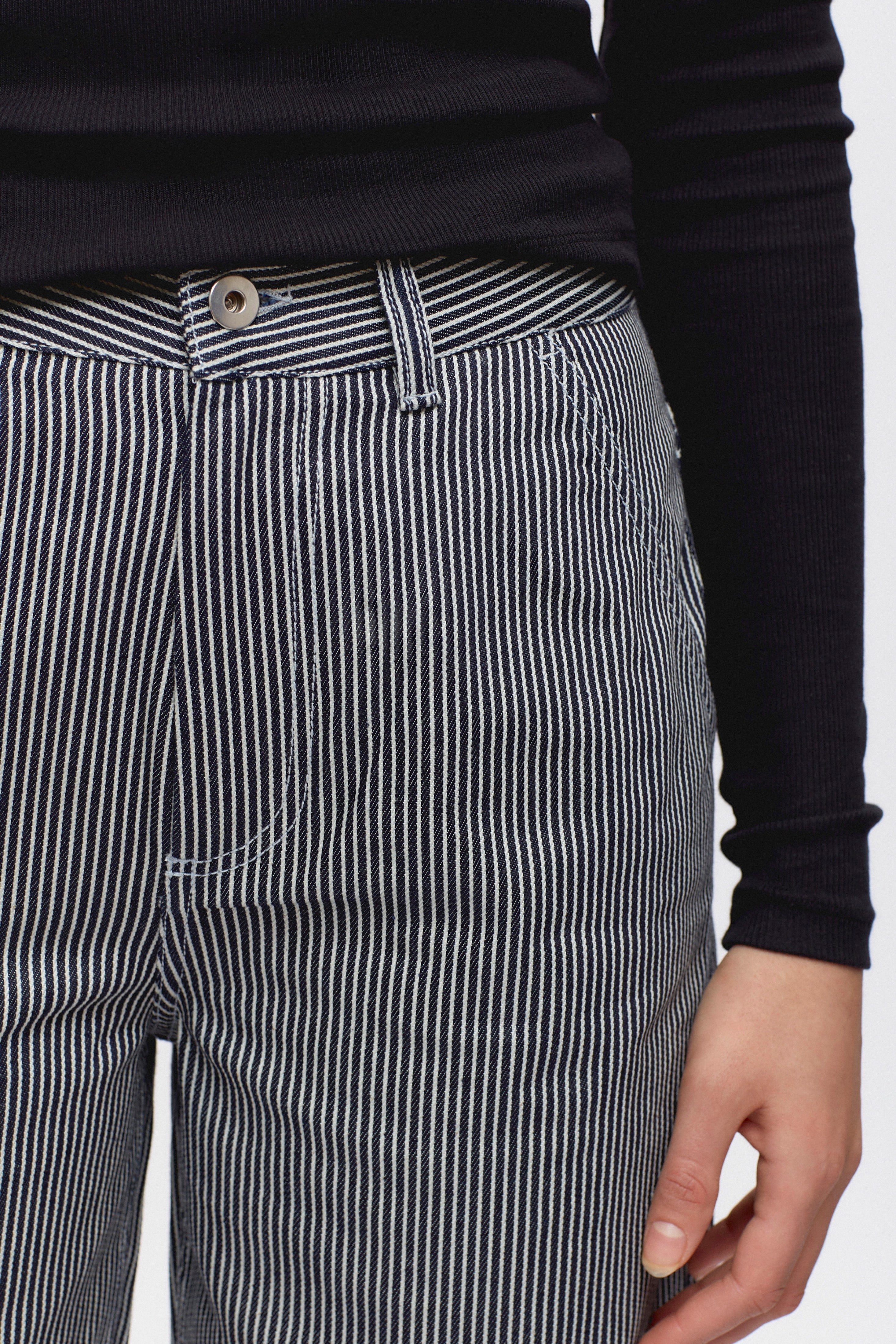 Metro Pant in Indigo Stripe