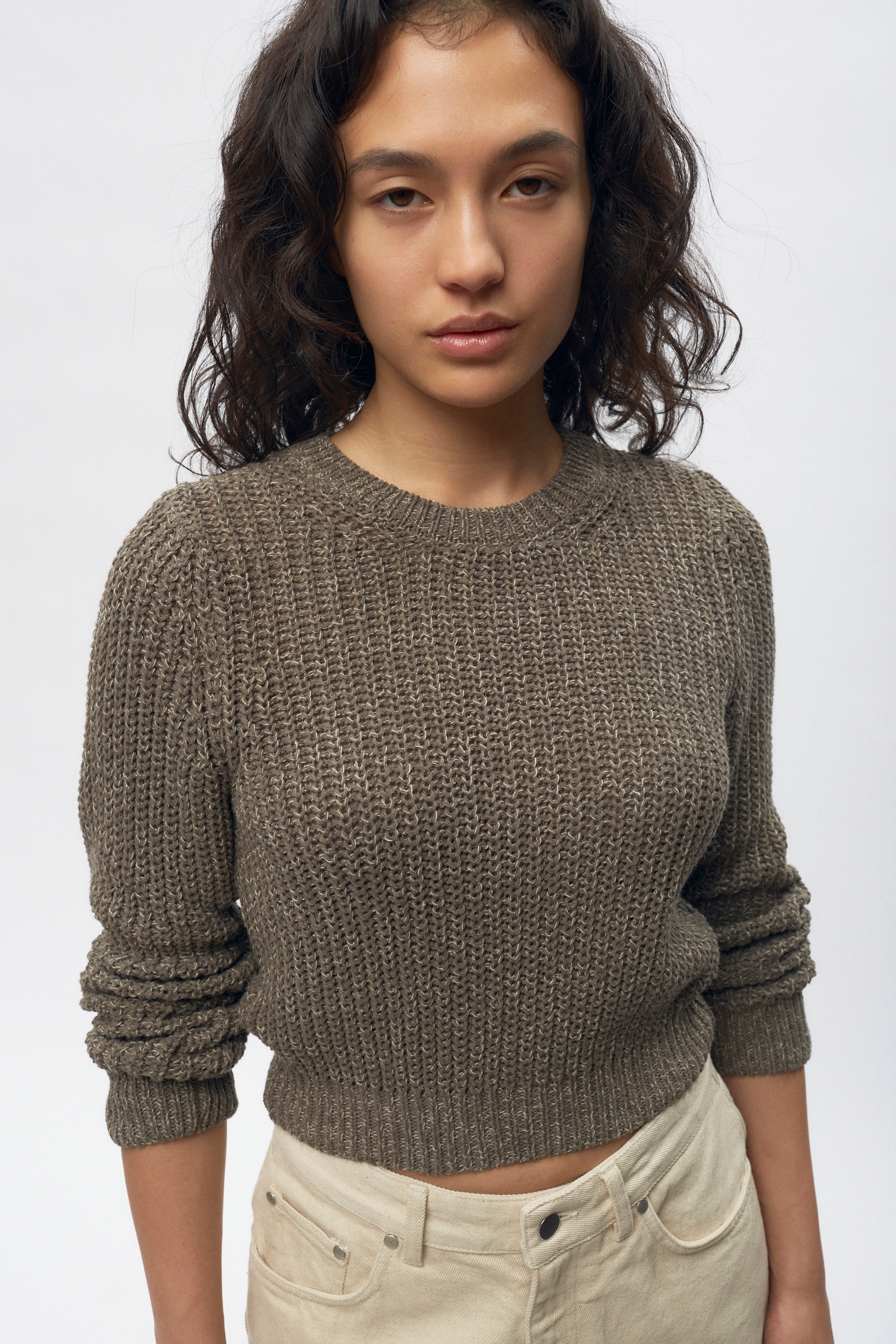 Women's Orman Knit Longsleeve in Dark Taupe Mix