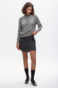Women's Rosetta Wool Skirt in Black/Herringbone