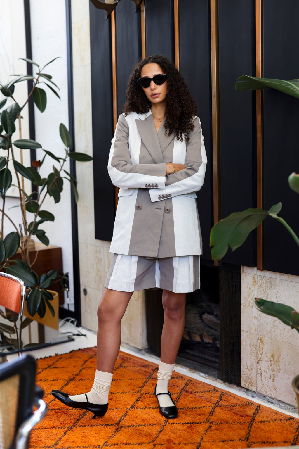 Linen Station Short in Birch/Brindle Stripe