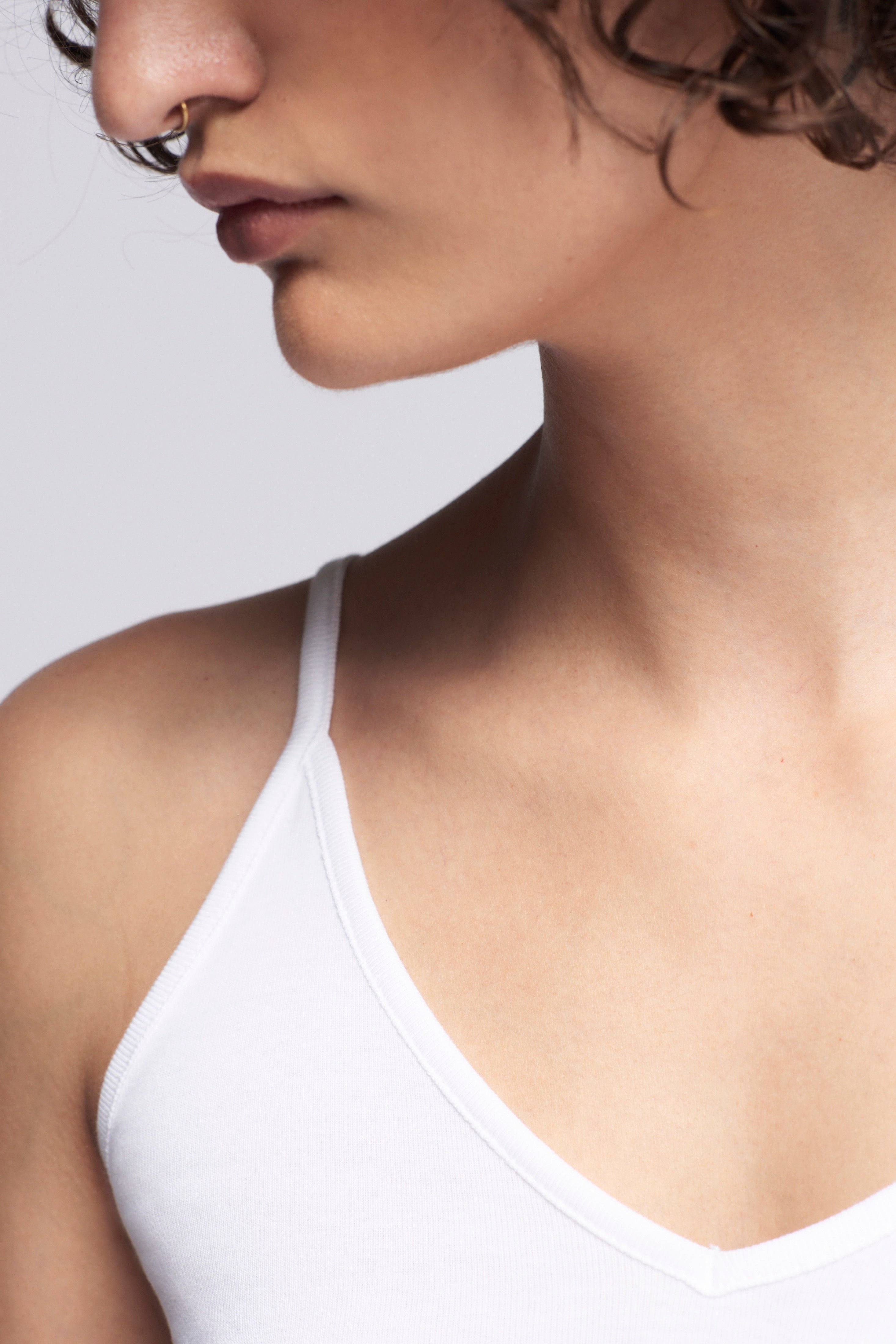 Women's V-neck Tank in White