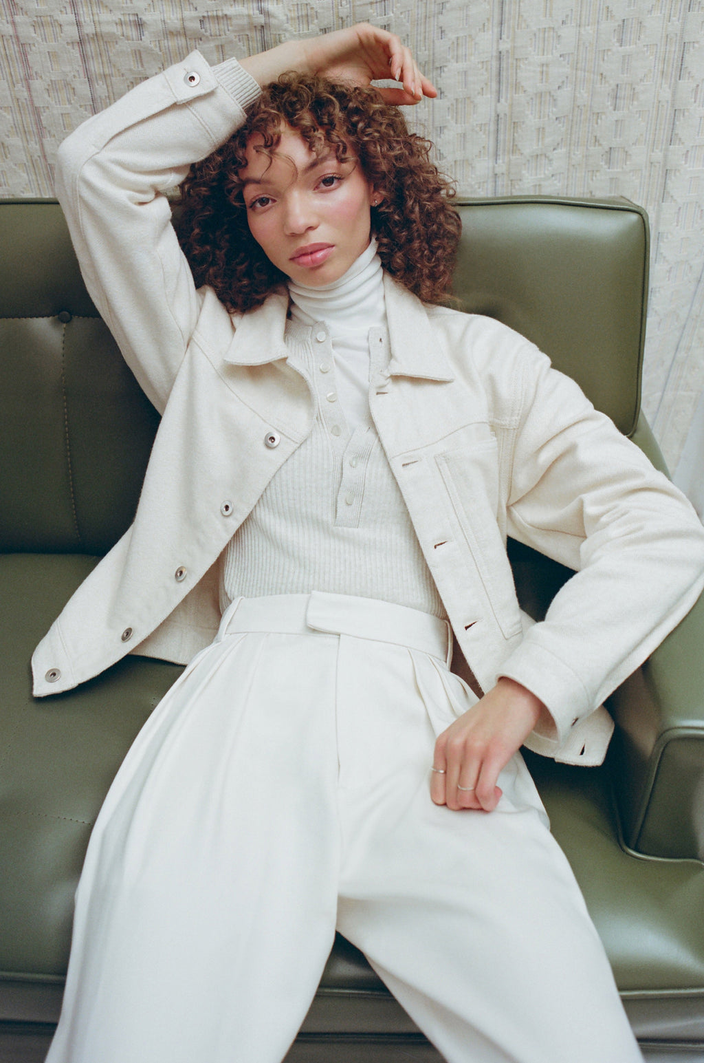 Flannel Esna Jacket in Alabaster Herringbone